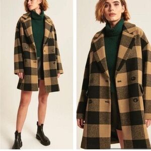 Plaid Double-Breasted Coat